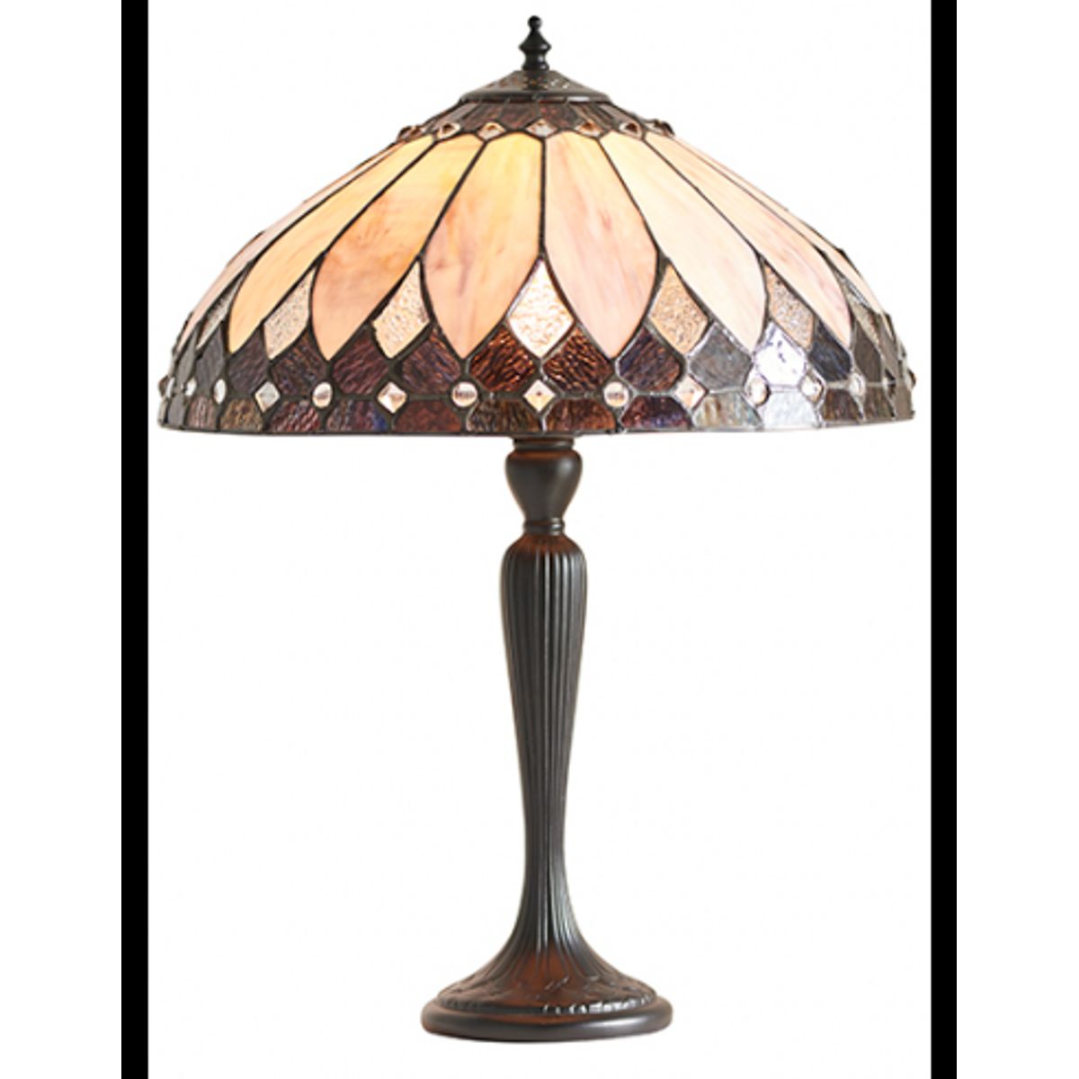 Tiffany Brooklyn Bordlampe i polyresin og glas H53 cm 1 x E27 - Antik bronze/Multi