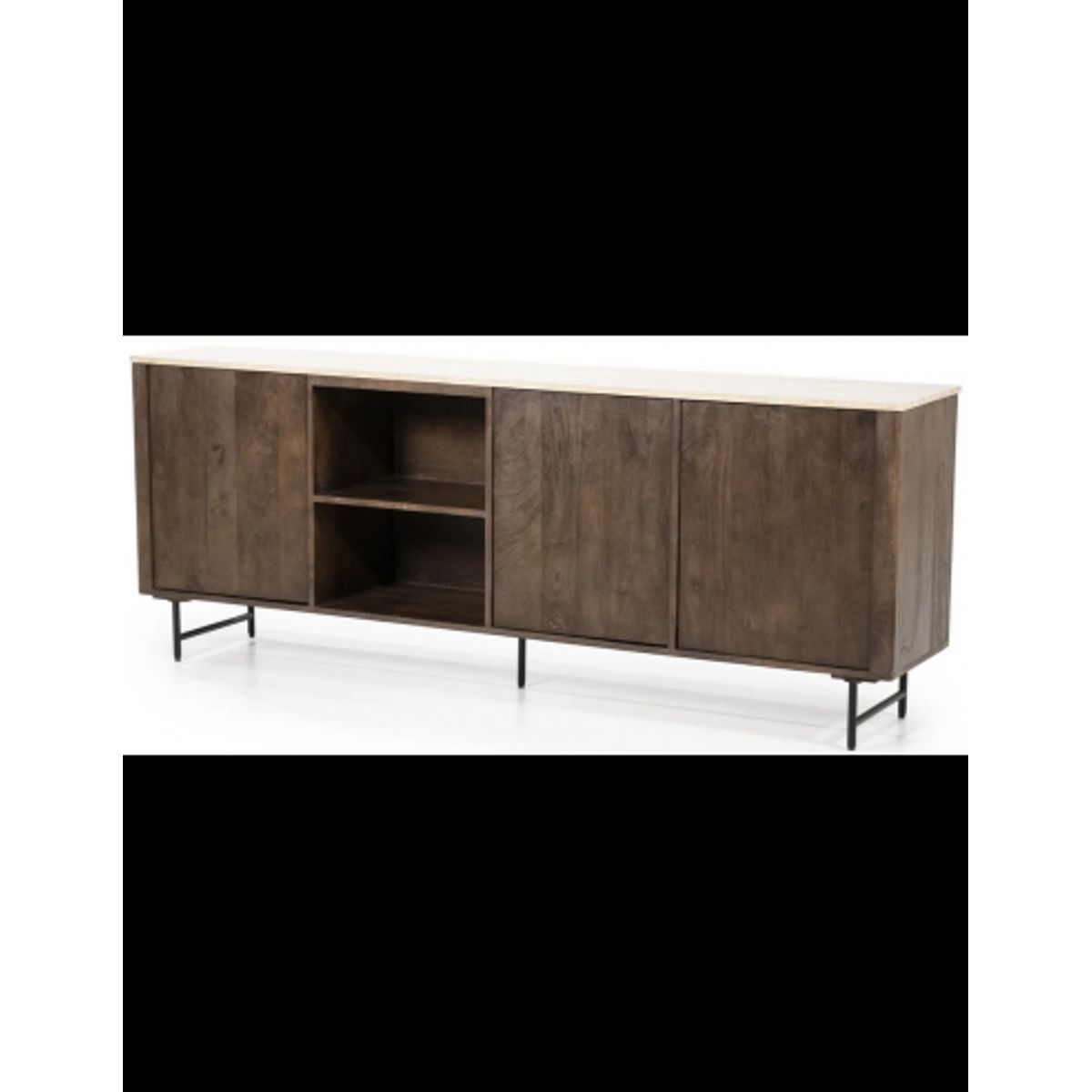 Lio Sideboard i mangotræ og travertin B200 cm - Rustik brun/Travertin