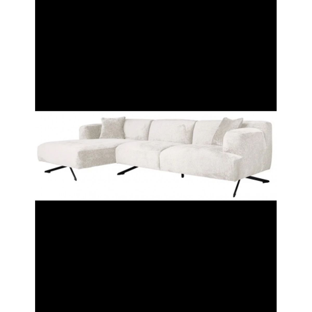 Donovan venstrevendt chaiselong sofa i chenille 300 x 148 cm - Sort/Creme