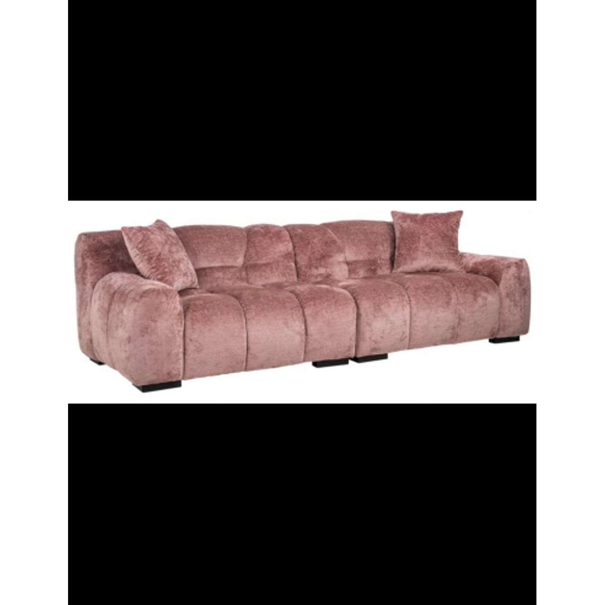 Charelle 3-personers sofa i chenille 250 x 108 cm - Sort/Pink