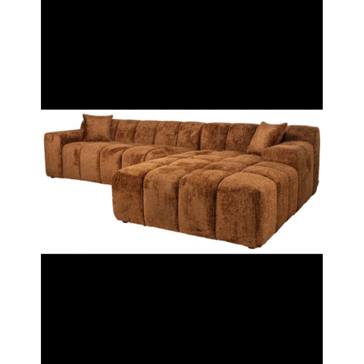 Cube højrevendt chaiselong sofa i chenille 325 x 195 cm - Kanel