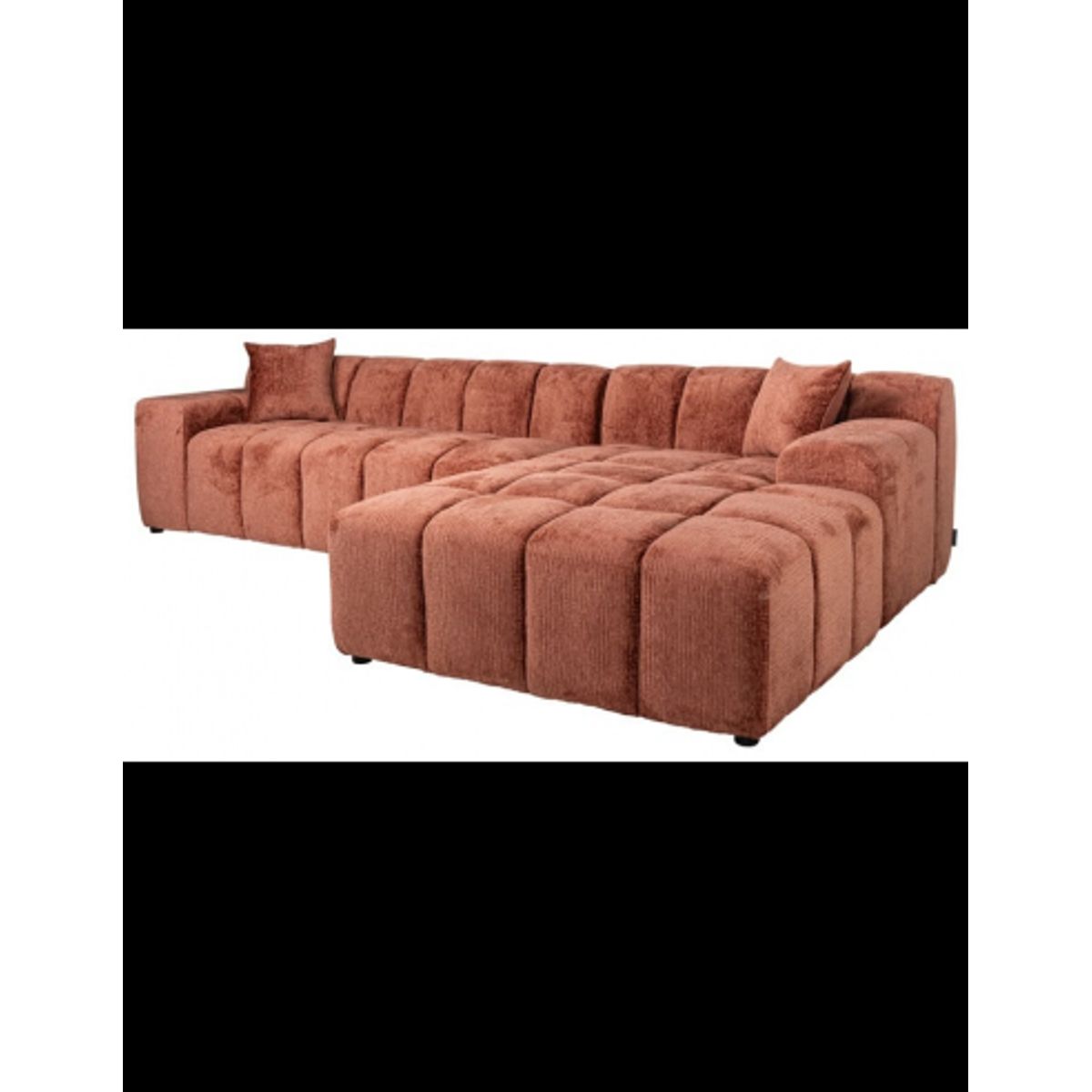 Cube højrevendt chaiselong sofa i chenille 325 x 195 cm - Rødrosa