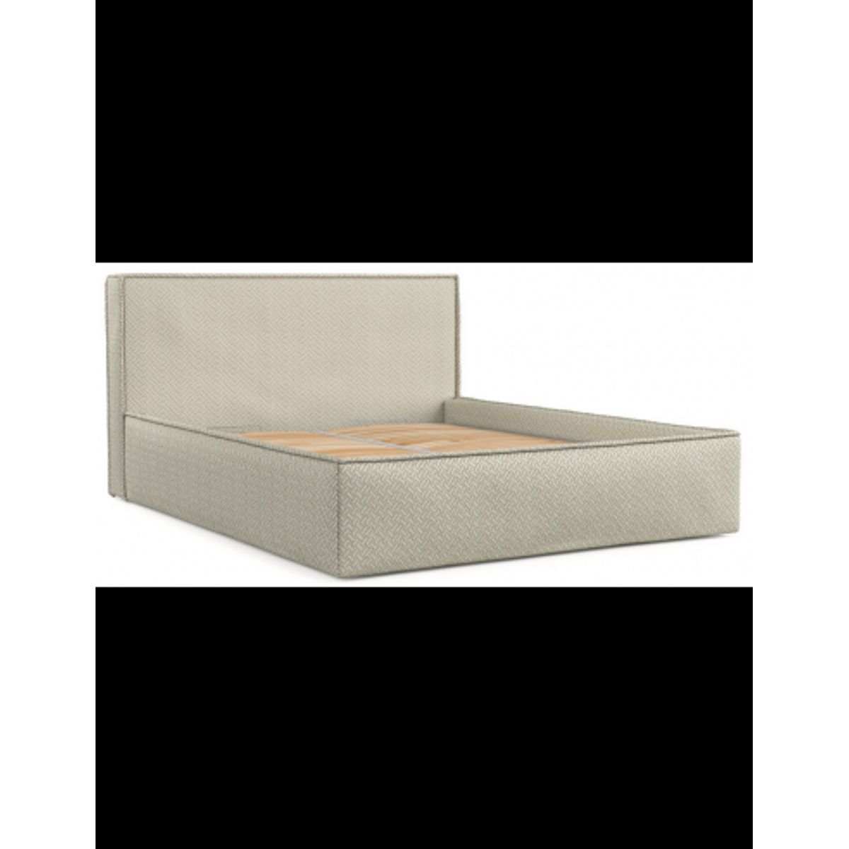 Lounge sengeramme i polyester med opbevaring og sengegavl 140 x 200 cm - Beige mønstret