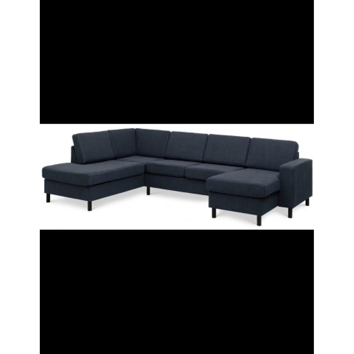 Panset U-sofa i polyester B295 x D197 cm - Sort/Blå