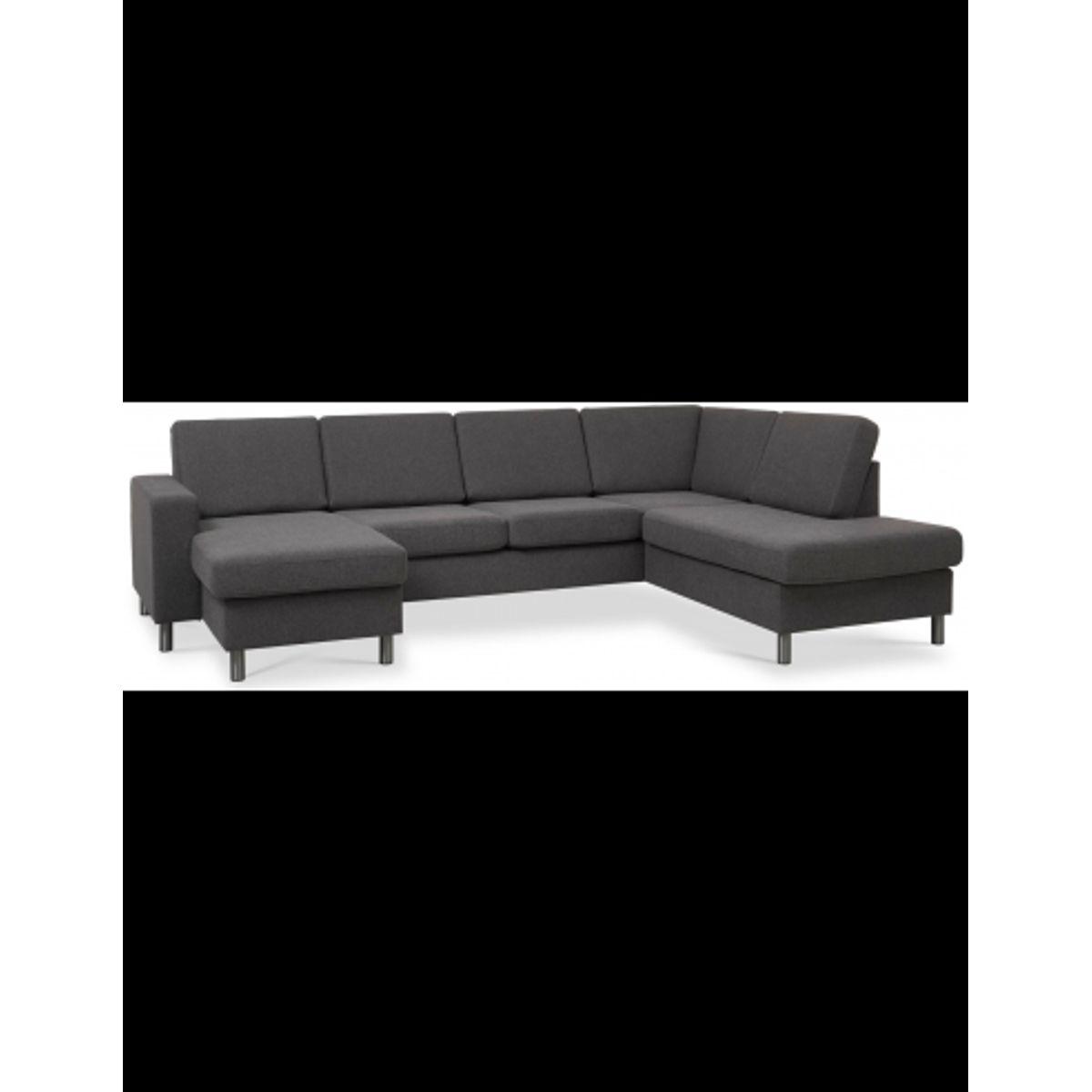 Panset U-sofa i polyester B295 x D197 cm - Børstet alugrå/Antracit