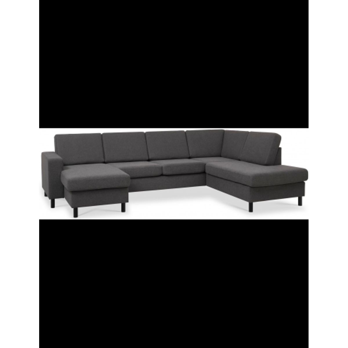 Panset U-sofa i polyester B295 x D197 cm - Sort/Antracit