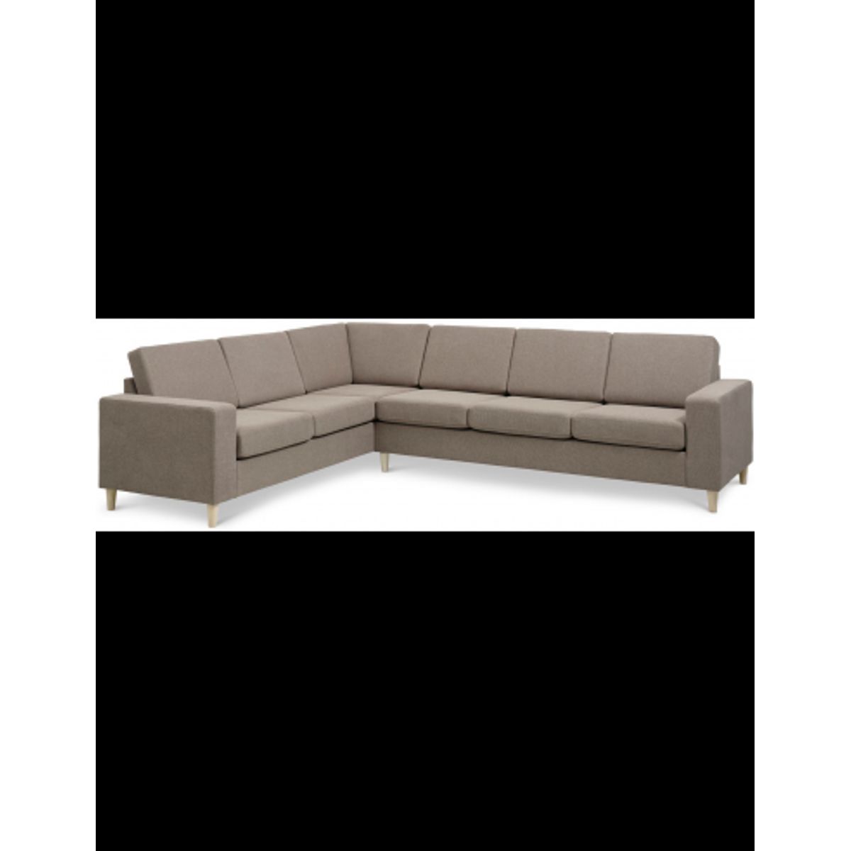 Panset hjørnesofa i polyester B295 x D230 cm - Natur/Lysebrun