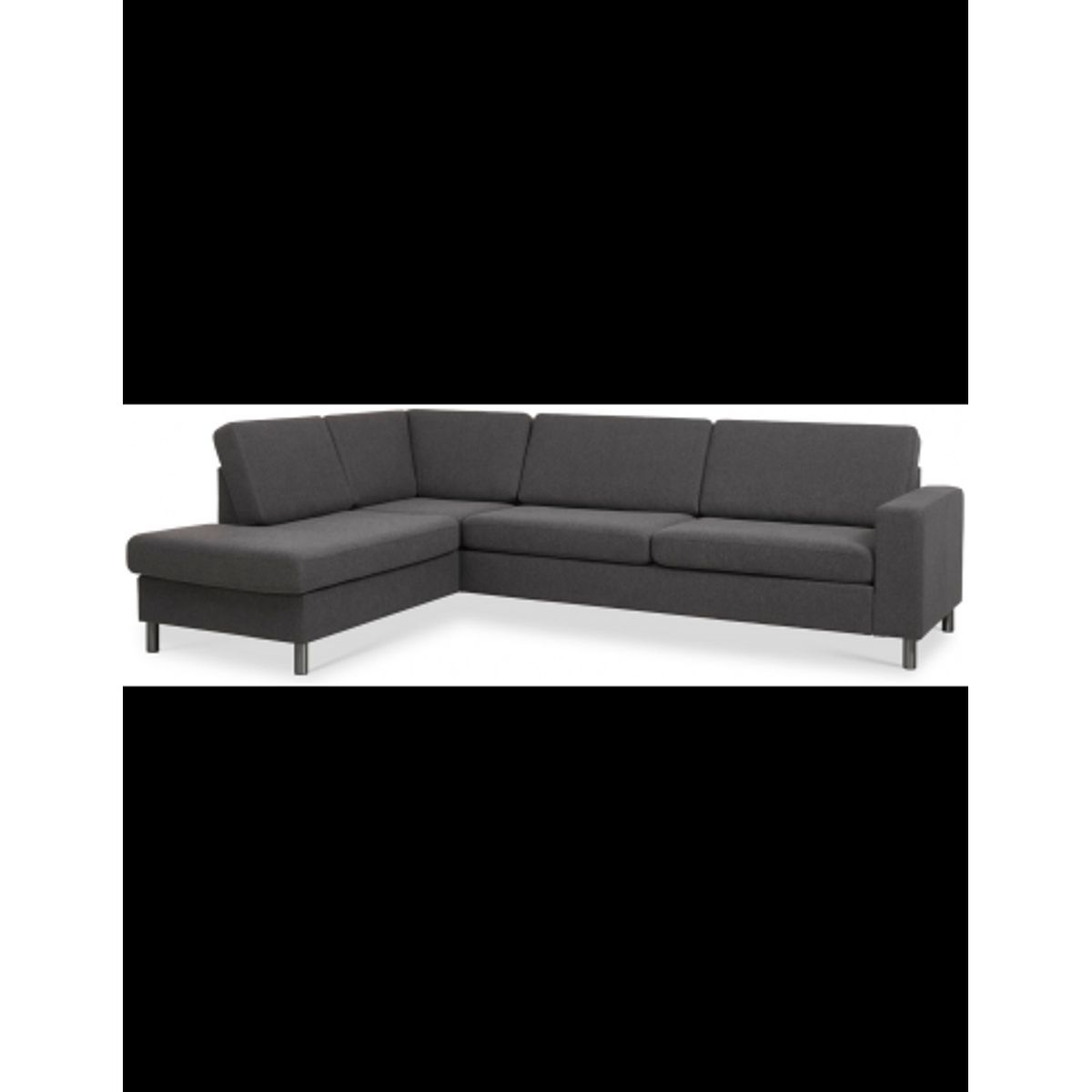 Panset venstrevendt chaiselongsofa i polyester B279 x D197 cm - Børstet alugrå/Antracit