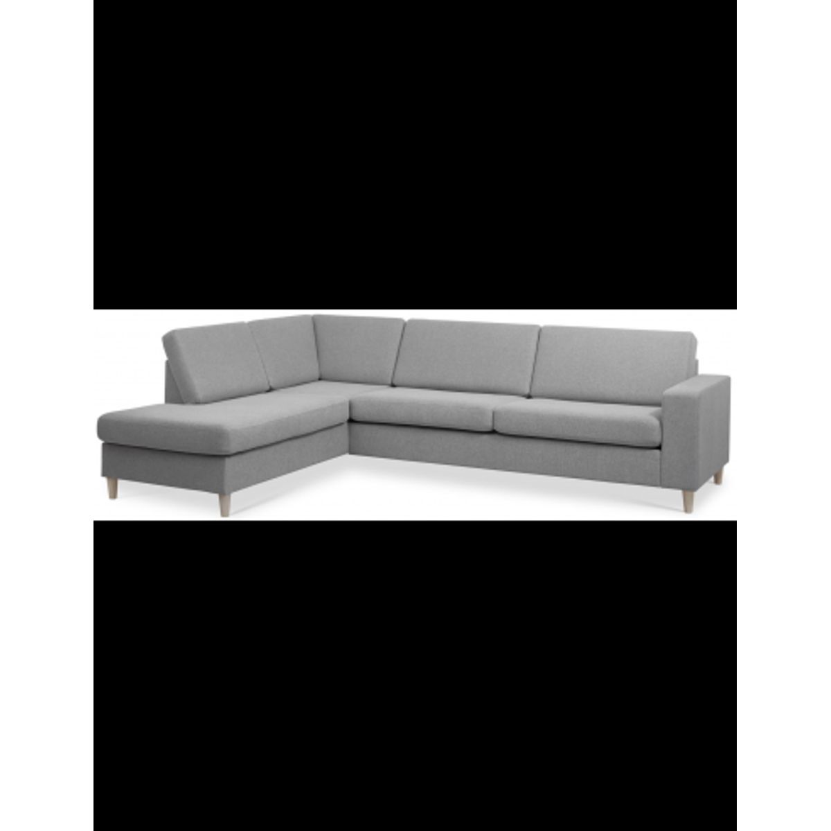 Panset venstrevendt chaiselongsofa i polyester B279 x D197 cm - Natur/Grå