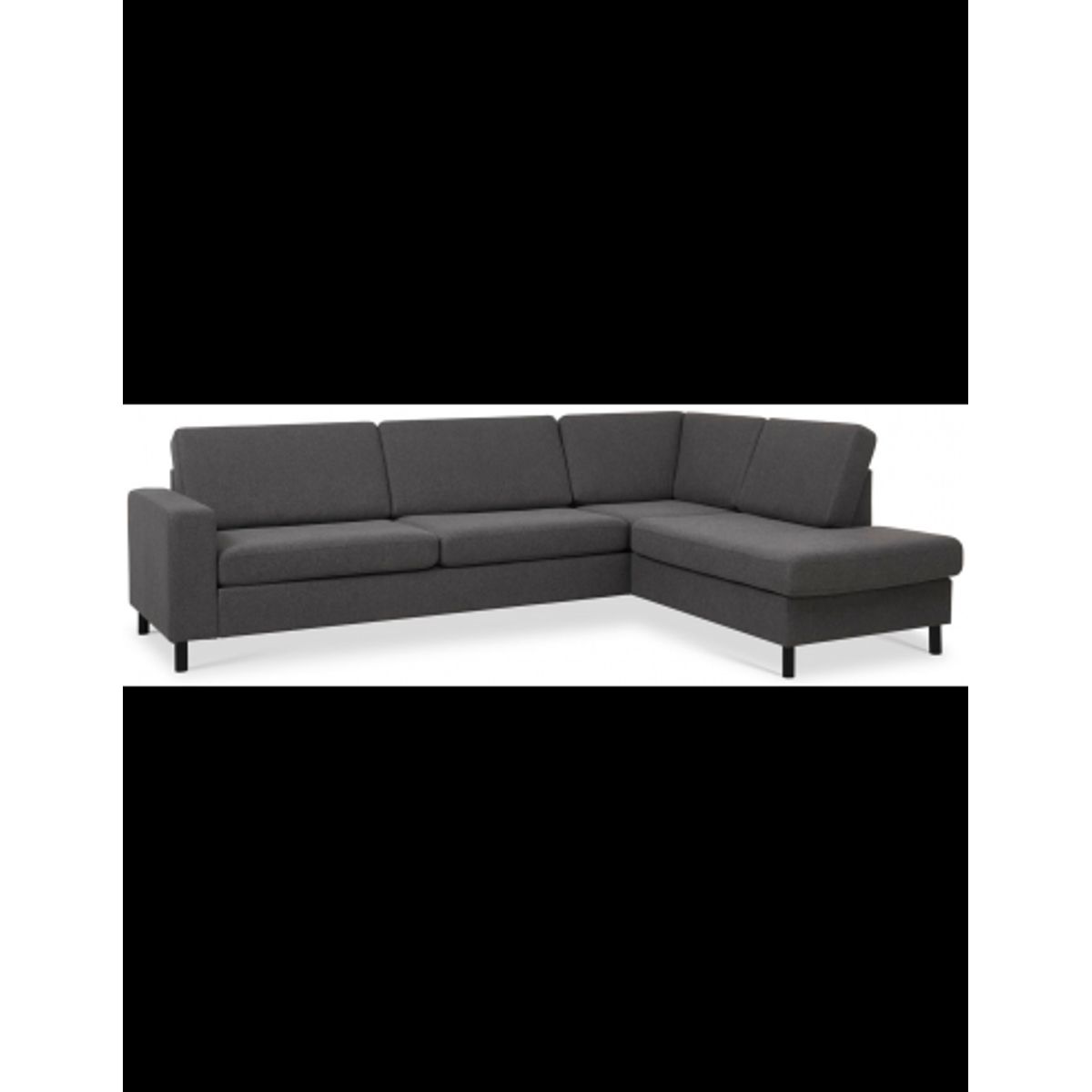 Panset højrevendt chaiselongsofa i polyester B279 x D197 cm - Sort/Antracit