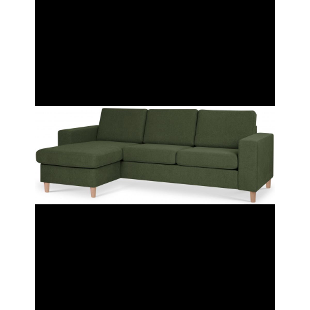 Panset chaiselongsofa i polyester B233 x D137 cm - Natur/Mosgrøn