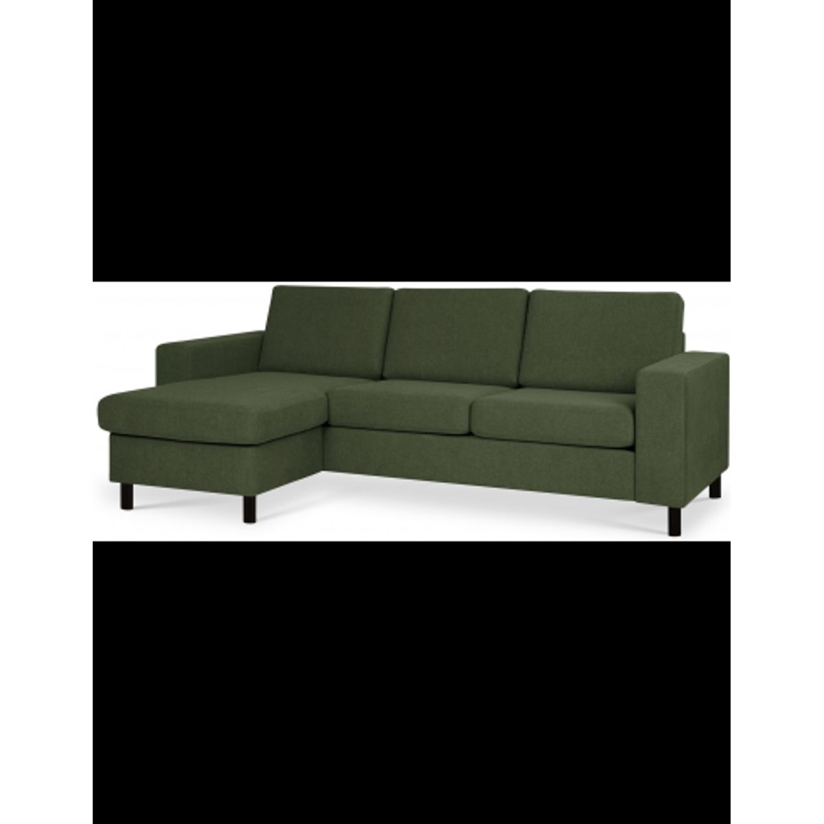 Panset chaiselongsofa i polyester B233 x D137 cm - Sort/Mosgrøn