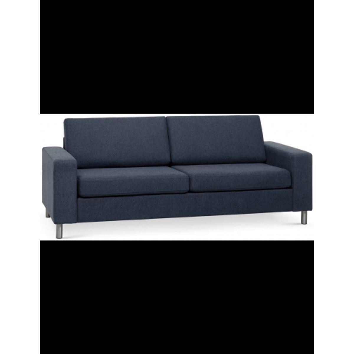 Panset 2-personers sofa i polyester B218 x D81 cm - Børstet alugrå/Blå