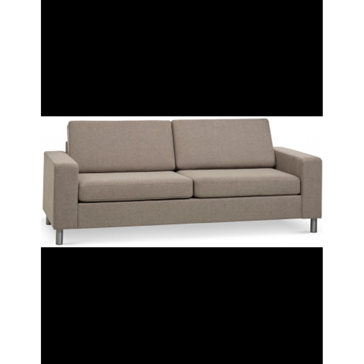 Panset 2-personers sofa i polyester B218 x D81 cm - Børstet alugrå/Lysebrun