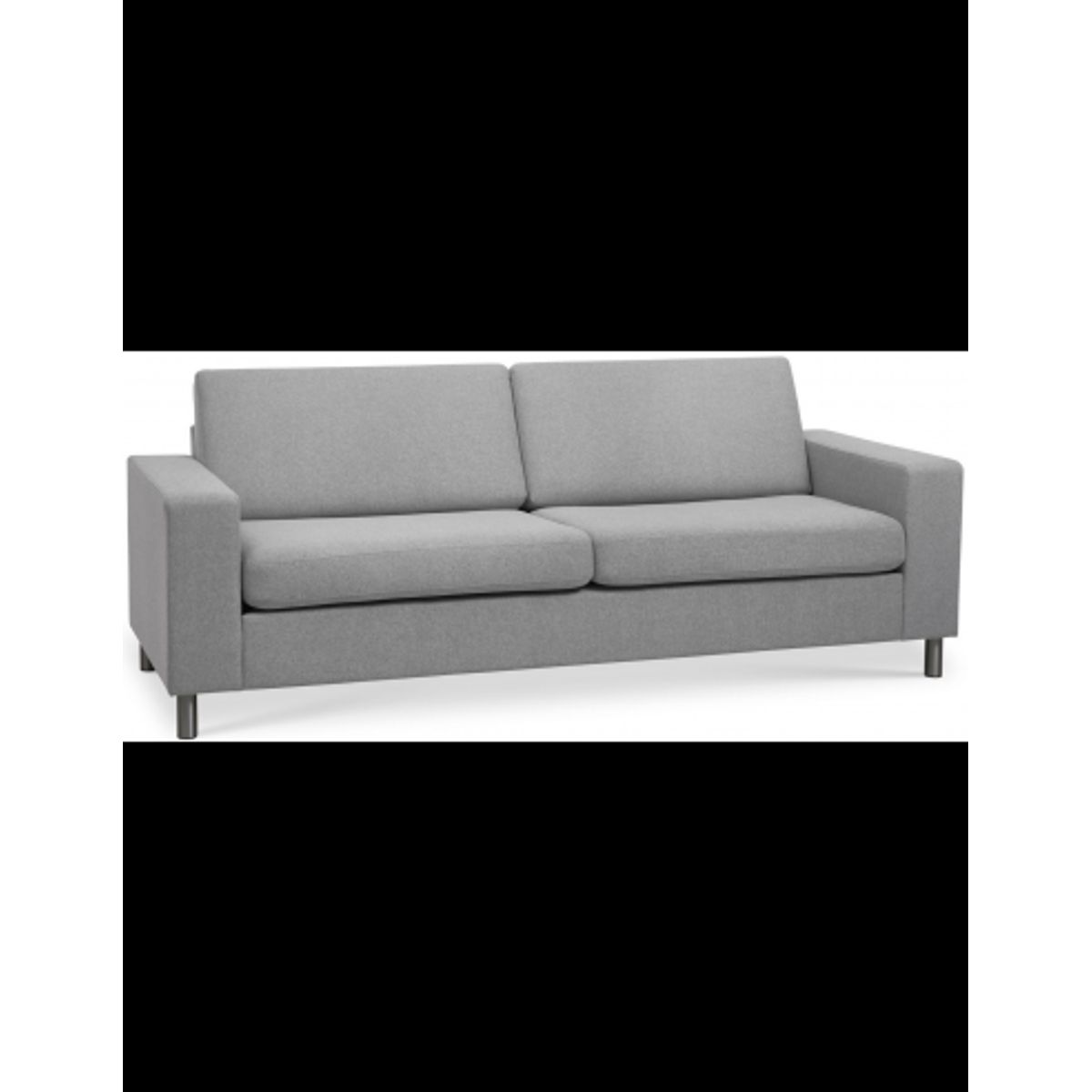 Panset 2-personers sofa i polyester B218 x D81 cm - Børstet alugrå/Grå