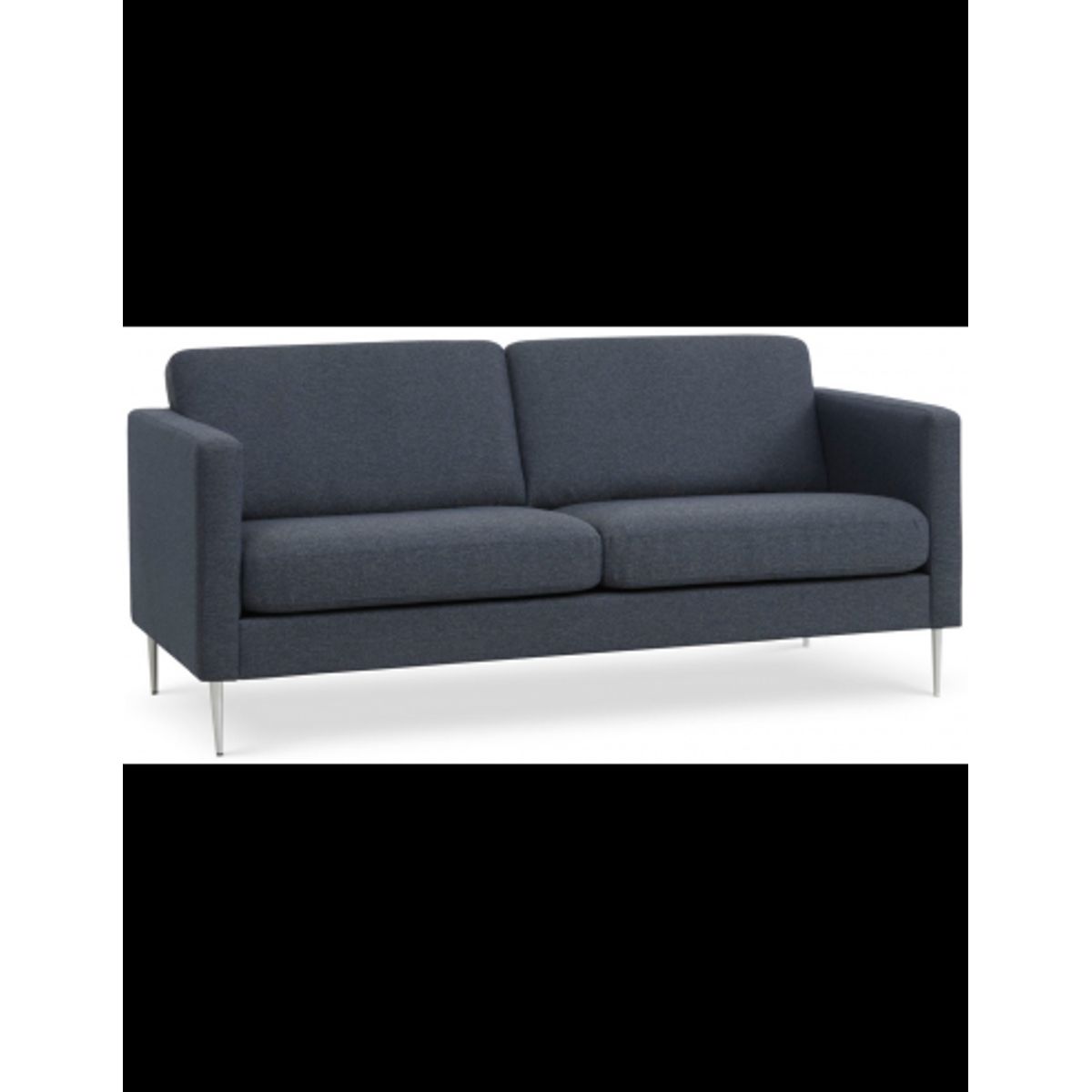 Askset 2-personers sofa i polyester B180 x D86 cm - Børstet alugrå/Navy