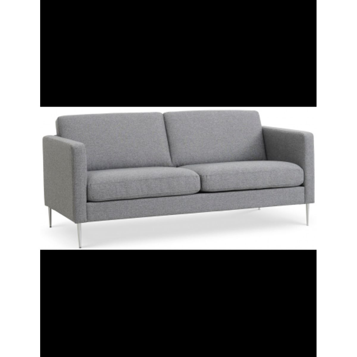 Askset 2-personers sofa i polyester B180 x D86 cm - Børstet alugrå/Lysegrå