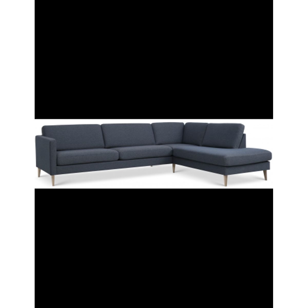 Askset højrevendt chaiselongsofa i polyester B291 x D219 cm - Natur/Navy