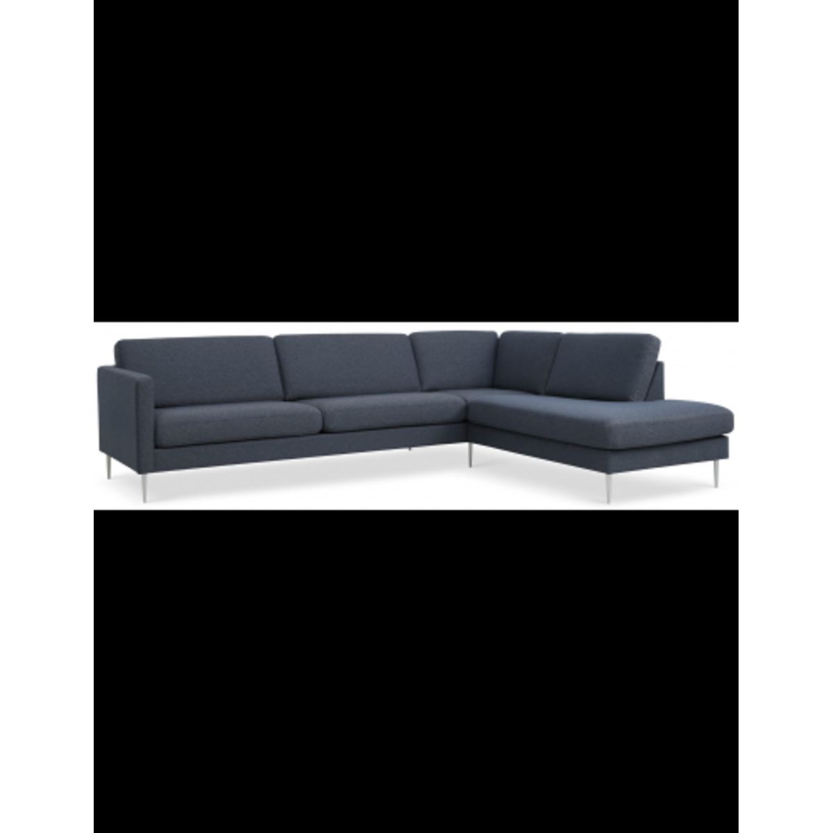 Askset højrevendt chaiselongsofa i polyester B291 x D219 cm - Børstet alugrå/Navy