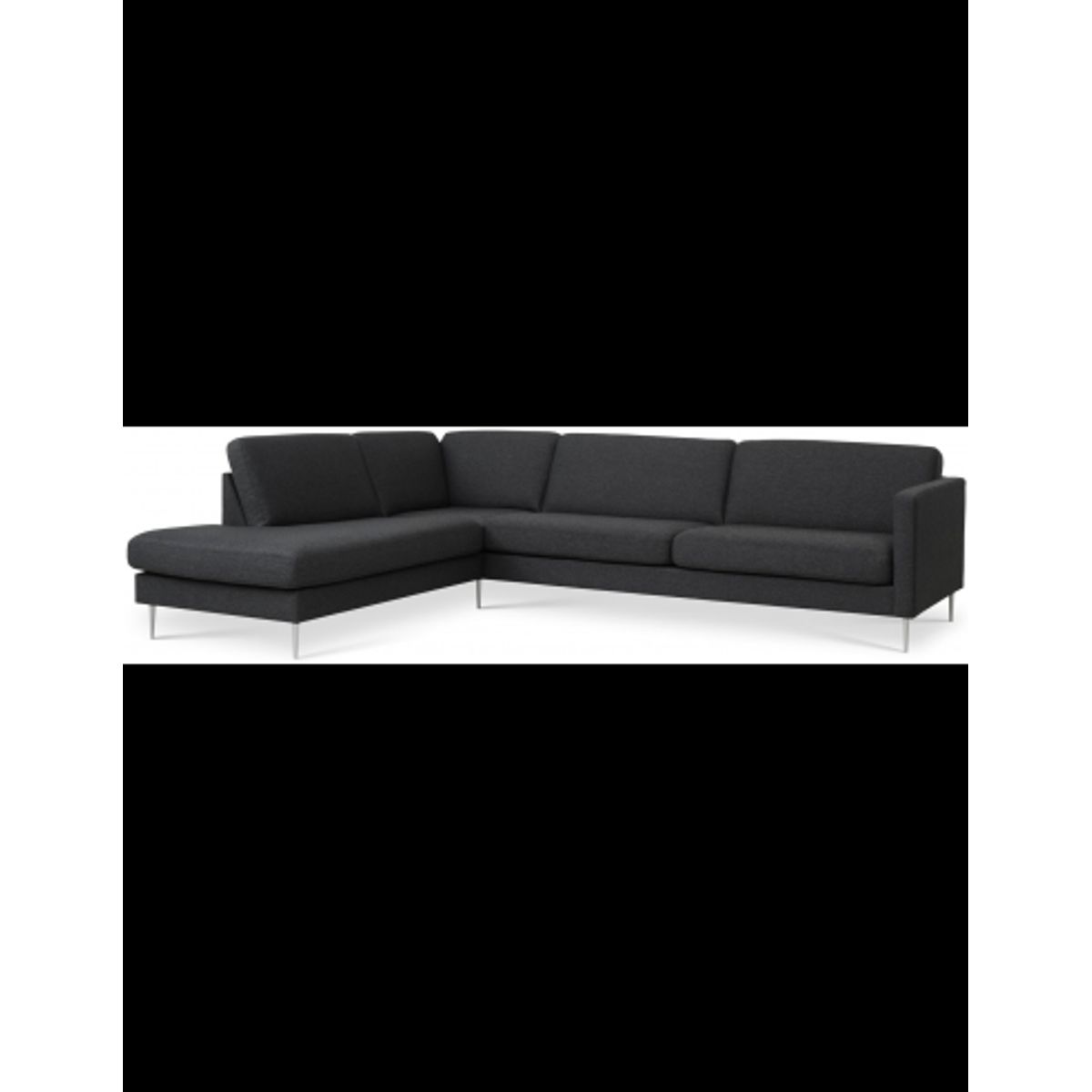 Askset venstrevendt chaiselongsofa i polyester B291 x D219 cm - Børstet alugrå/Antracit