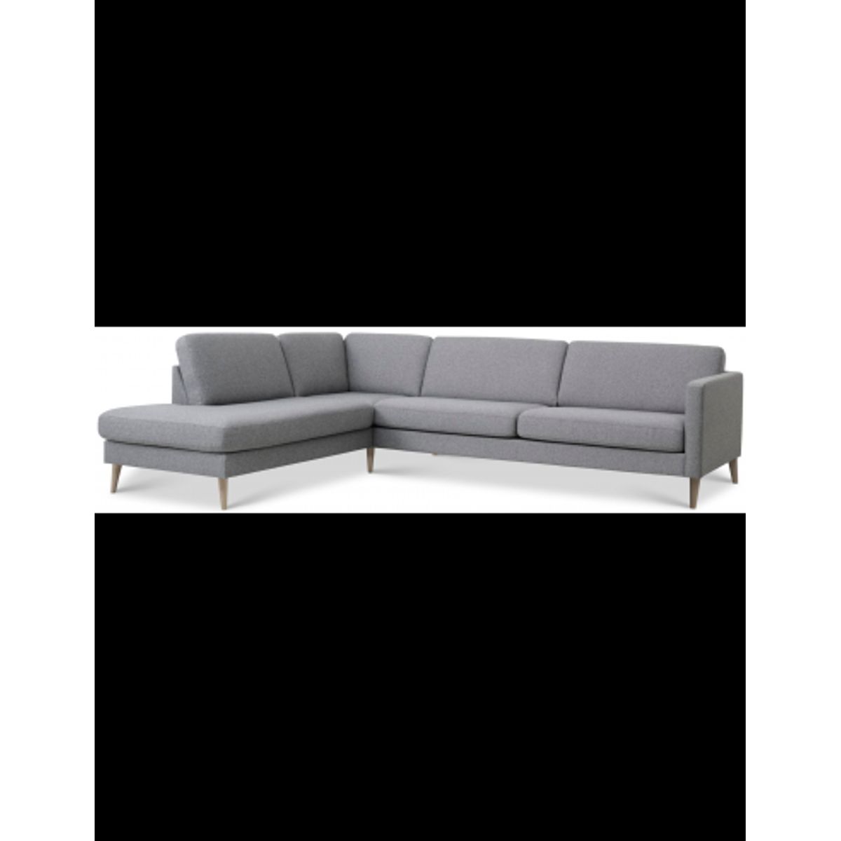 Askset venstrevendt chaiselongsofa i polyester B291 x D219 cm - Natur/Lysegrå