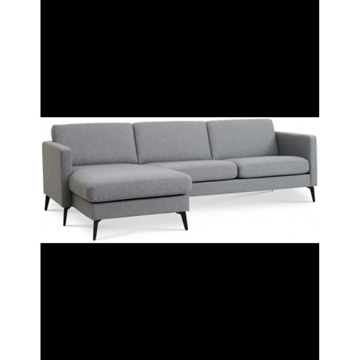 Askset chaiselongsofa i polyester B260 x D145 cm - Sort/Lysegrå