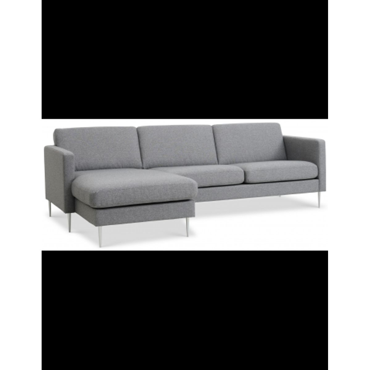 Askset chaiselongsofa i polyester B260 x D145 cm - Børstet alugrå/Lysegrå