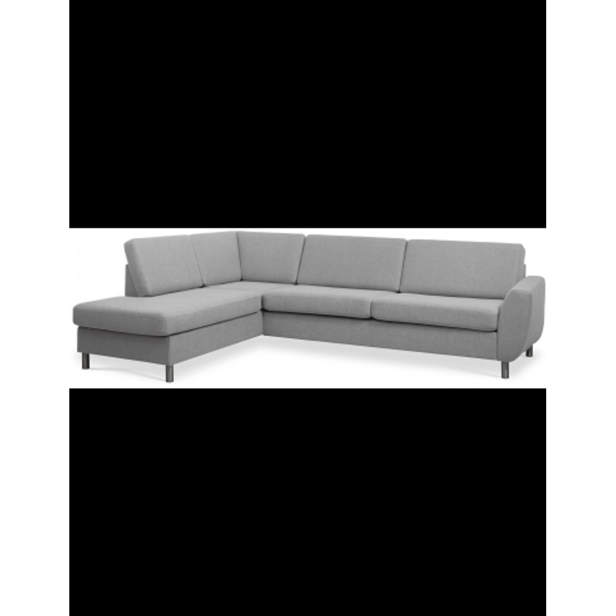 Wendy venstrevendt chaiselongsofa i polyester B279 x D197 cm - Børstet alugrå/Grå