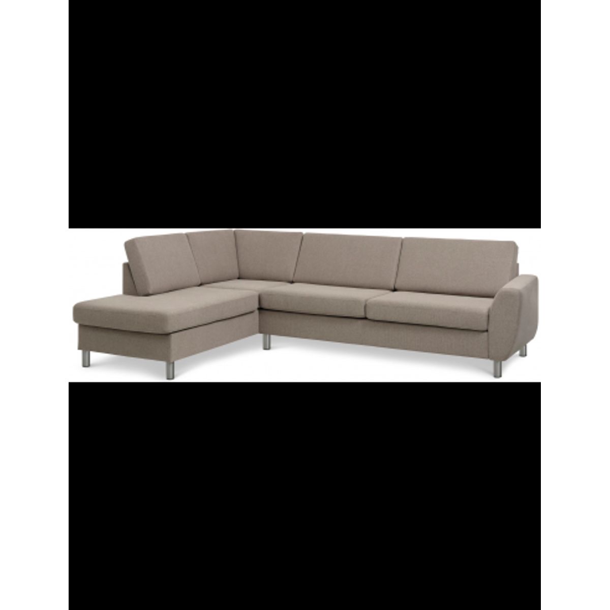 Wendy venstrevendt chaiselongsofa i polyester B279 x D197 cm - Børstet alugrå/Lysebrun