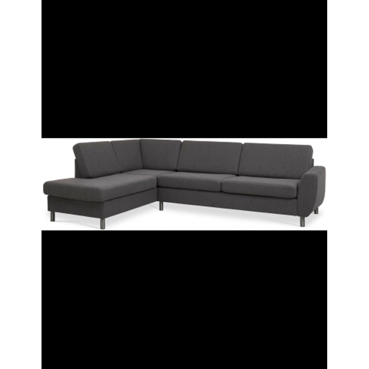 Wendy venstrevendt chaiselongsofa i polyester B279 x D197 cm - Børstet alugrå/Antracit