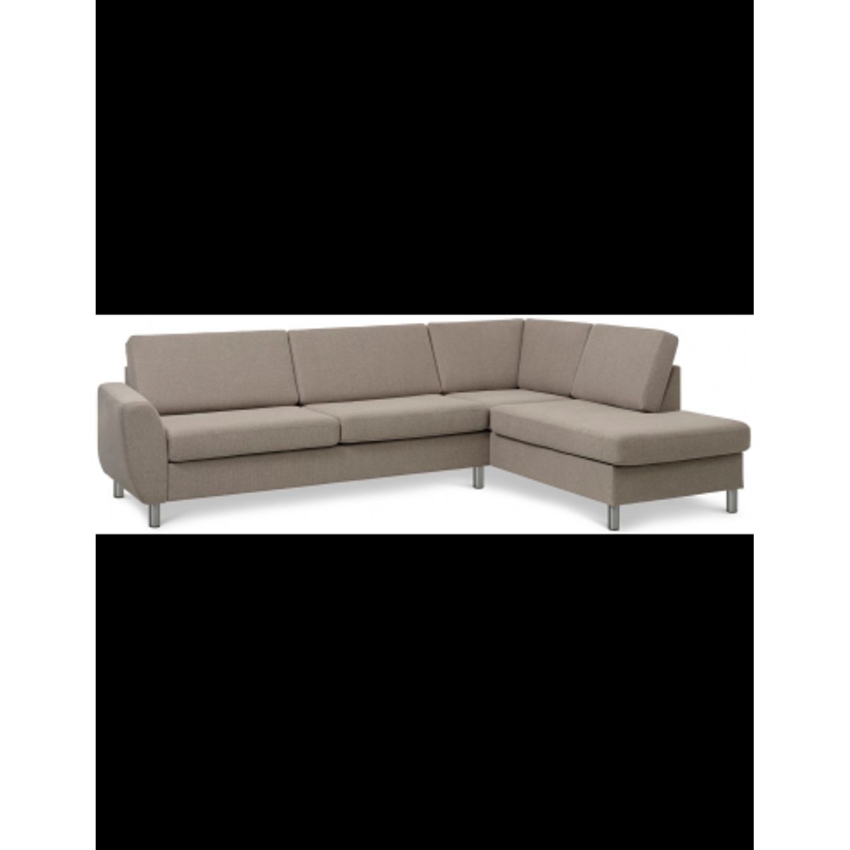 Wendy højrevendt chaiselongsofa i polyester B279 x D197 cm - Børstet alugrå/Lysebrun