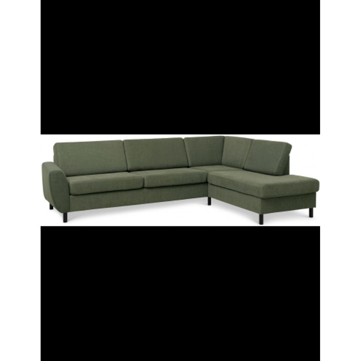 Wendy højrevendt chaiselongsofa i polyester B279 x D197 cm - Sort/Mosgrøn