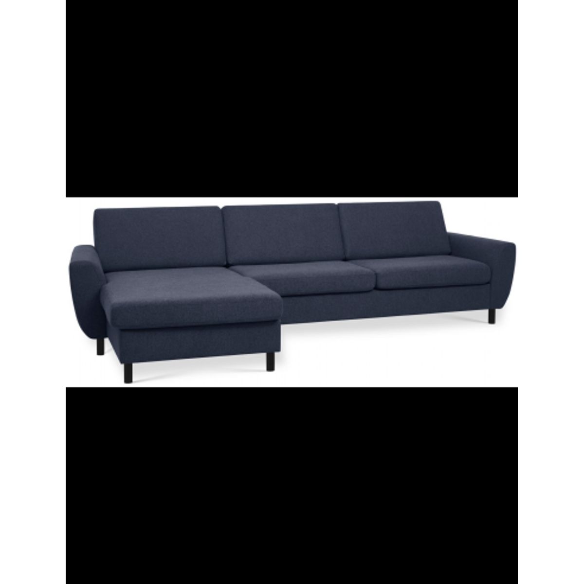 Wendy chaiselongsofa i polyester B308 x D149 cm - Sort/Dyb blå