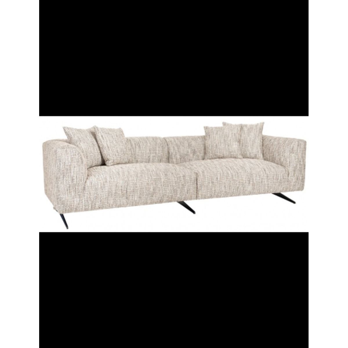 Hoxton 3-personers sofa i metal og polyester B256 cm - Sort/Meleret natur