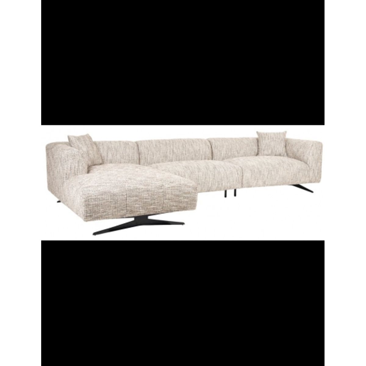 Hoxton venstrevendt chaiselongsofa i metal og polyester 340 x 176 cm - Sort/Meleret natur