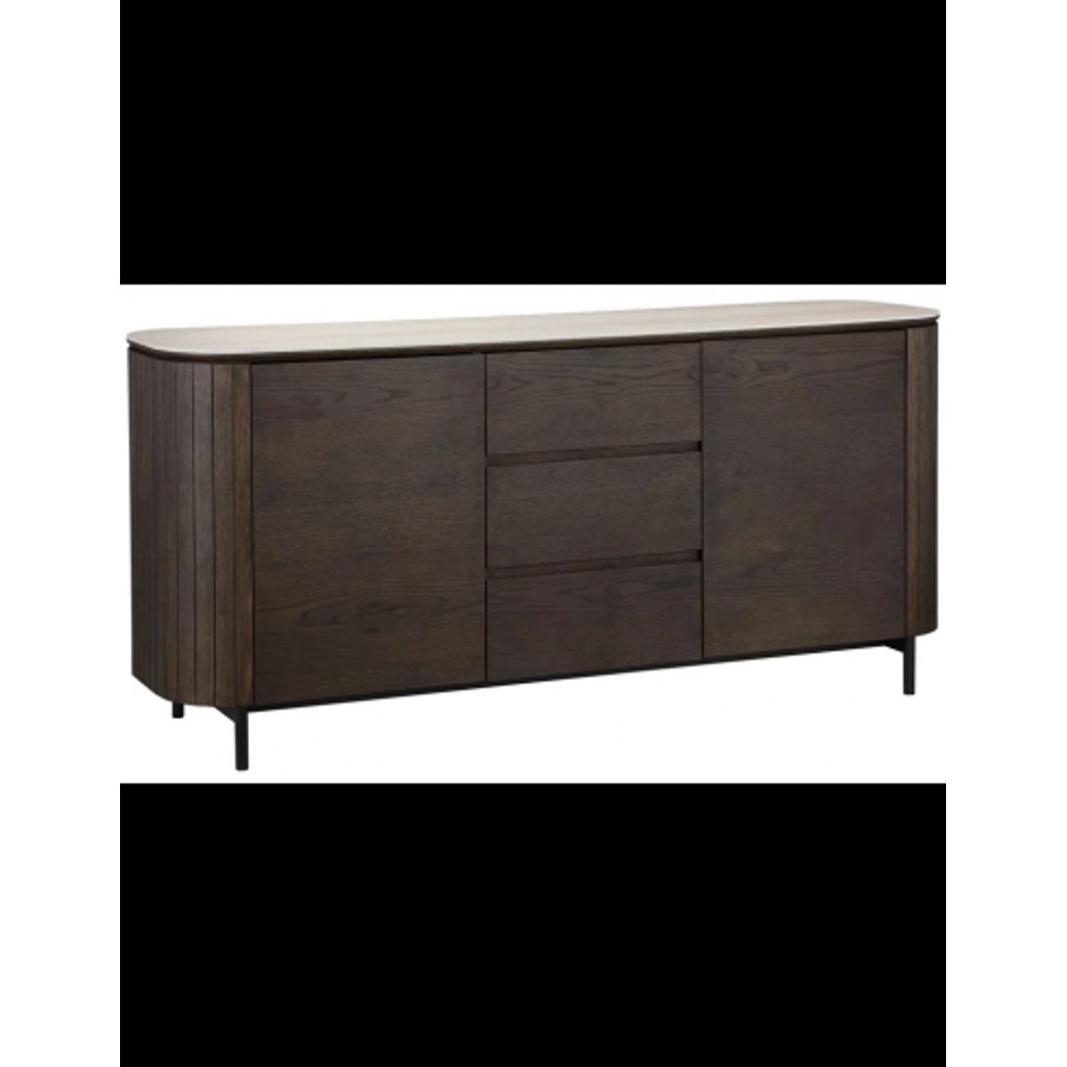 Ritz sideboard i egetræsfinér og keramik B179,5 cm - Brun/Travertin