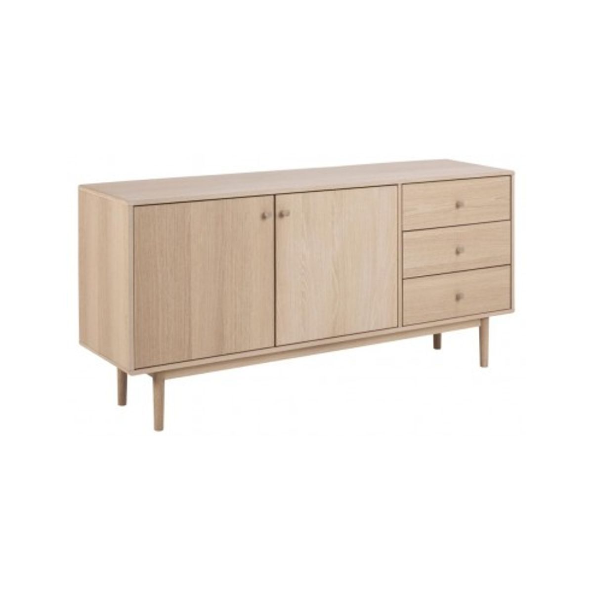 Ston sideboard i mdf og egetræsfinér B160 cm - Hvidpigmenteret eg