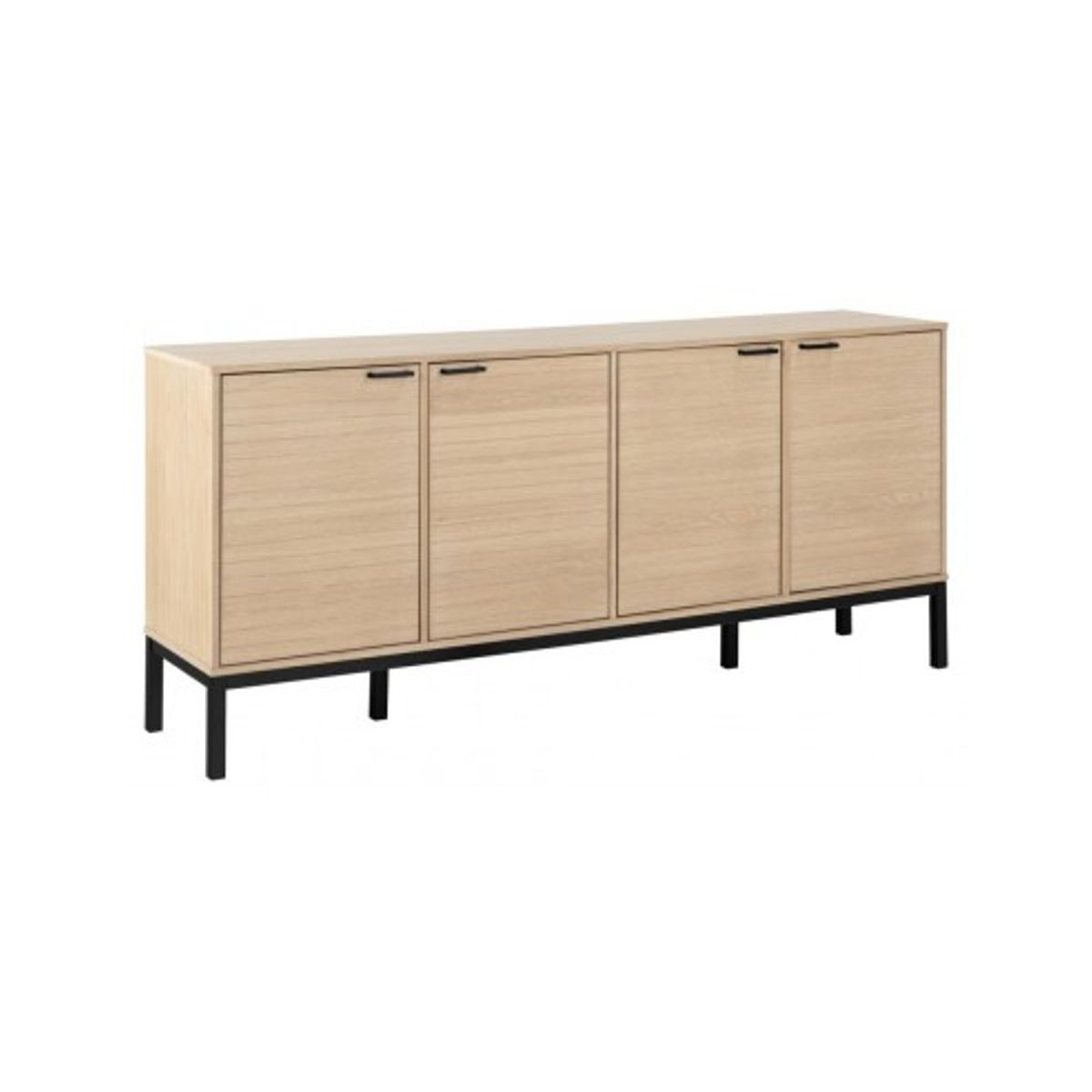 Kensington sideboard i metal og egetræsfinér B180 cm - Sort/Hvidpigmenteret eg