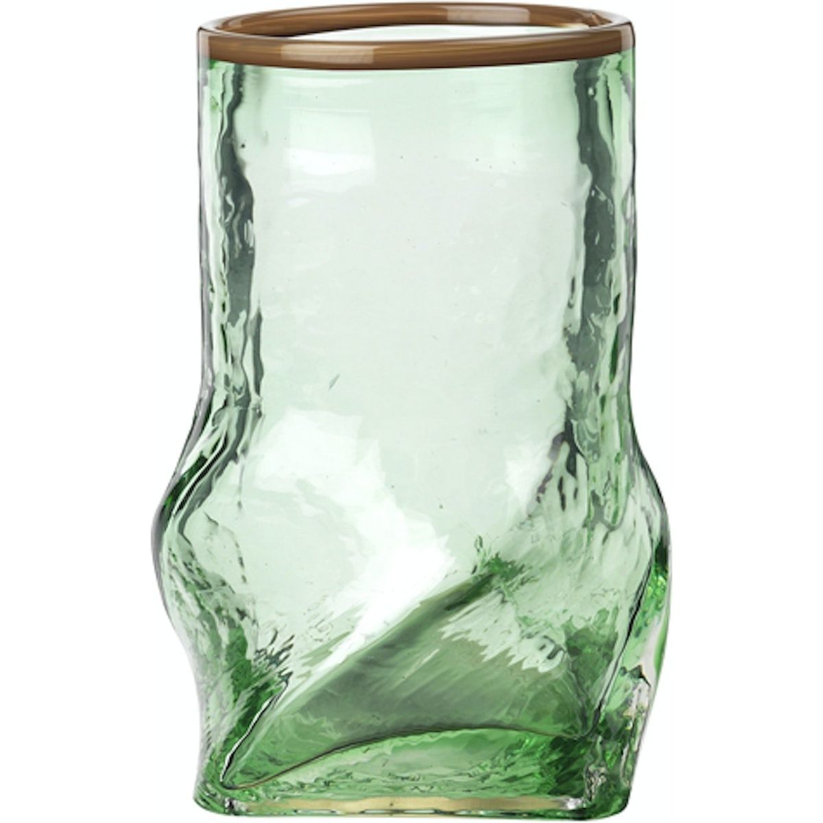 Ellen, Vase, grøn/brun, mundblæst glas