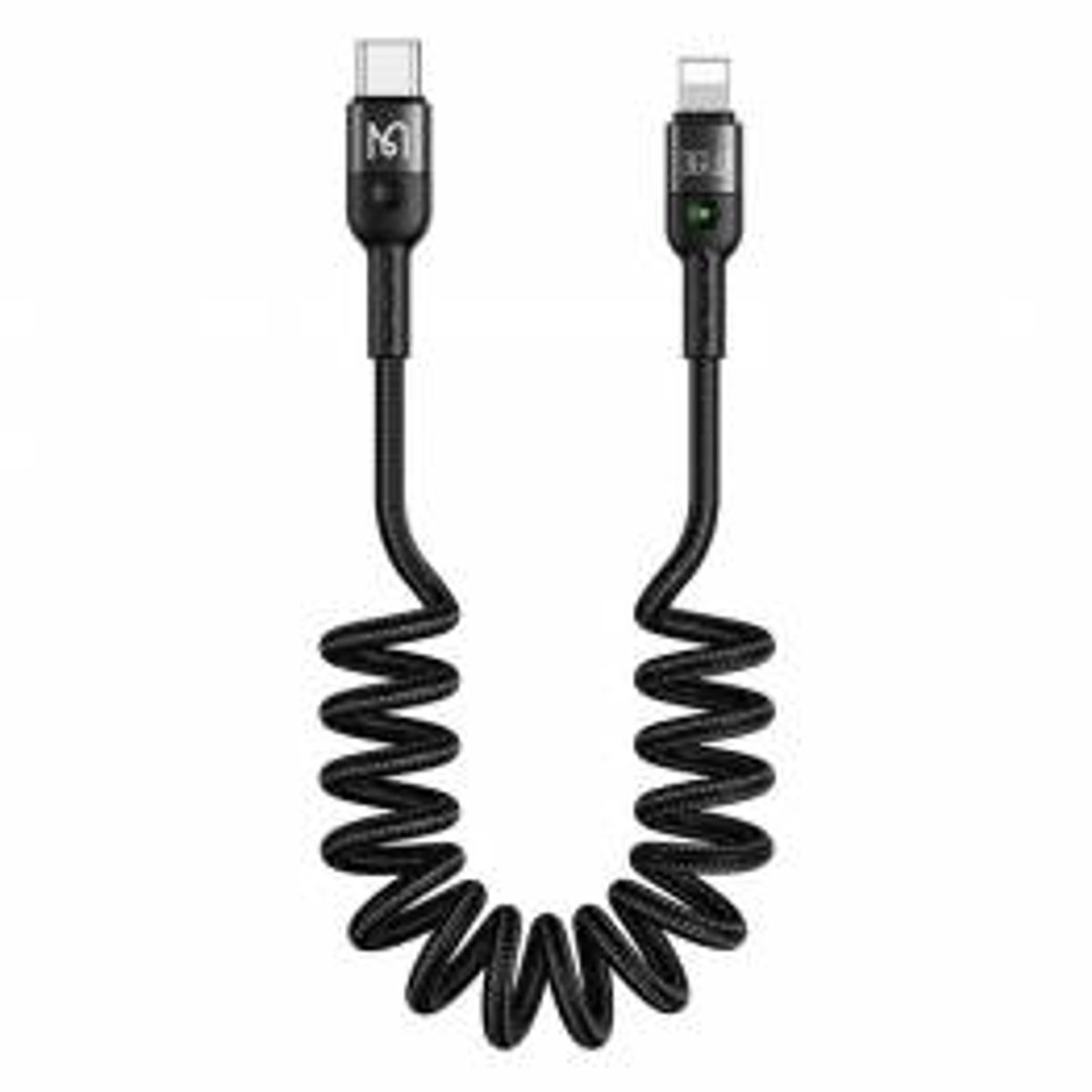 Mcdodo USB-C til Lightning spiralkabel fra 43 til 180 cm - Sort vævet