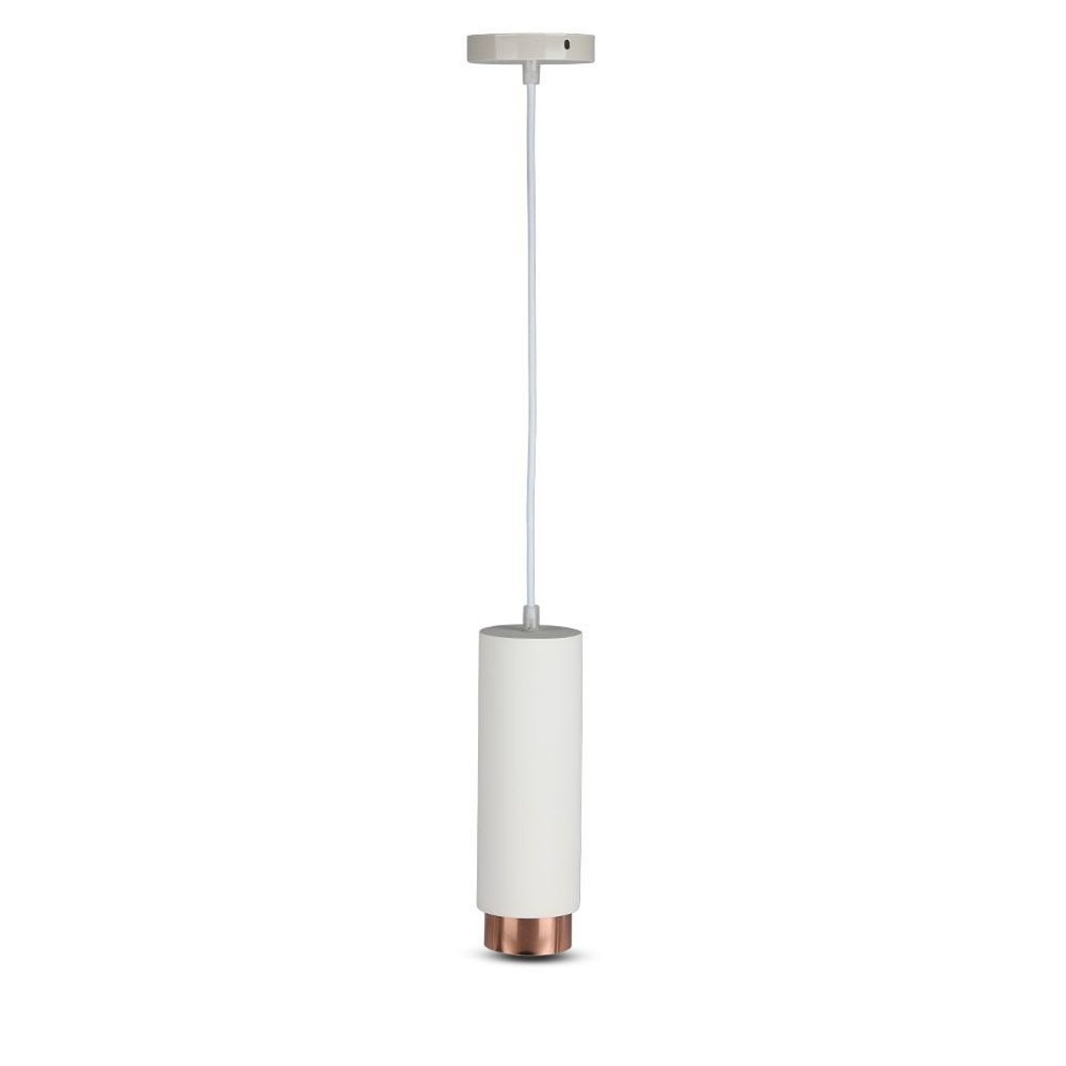 V-Tac moderne pendellampe - Hvid med rose guld, Ø8 cm, GU10