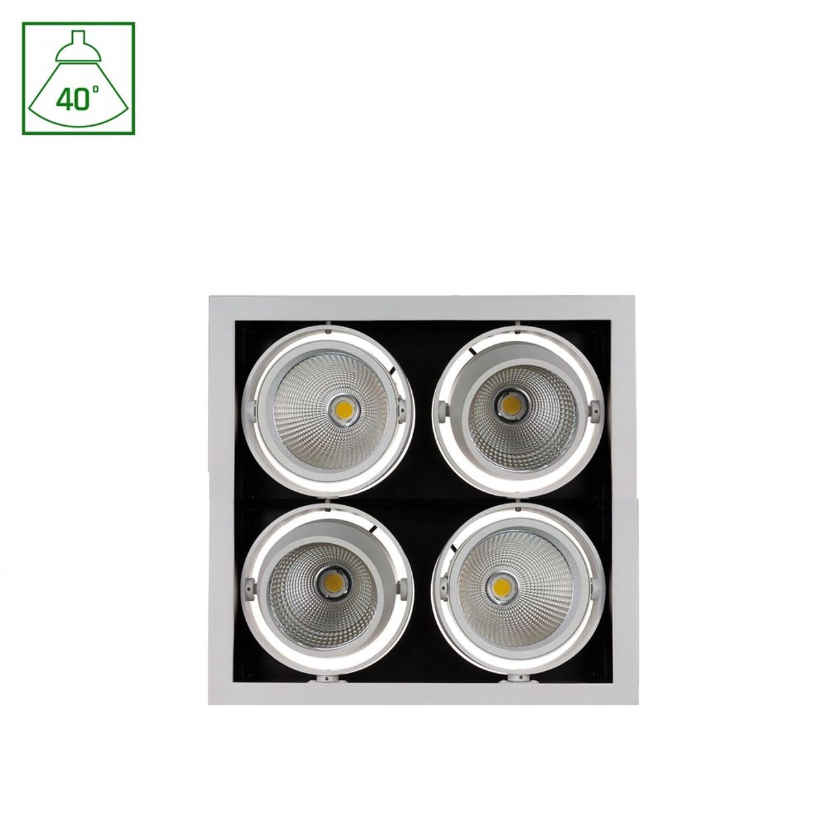 MODERN-DAY Downlight - 4x1LED, COB, Citizen, 40 °, 230V, 4x27W, IP20, Varm hvid, Firkantet - Kulør : Varm