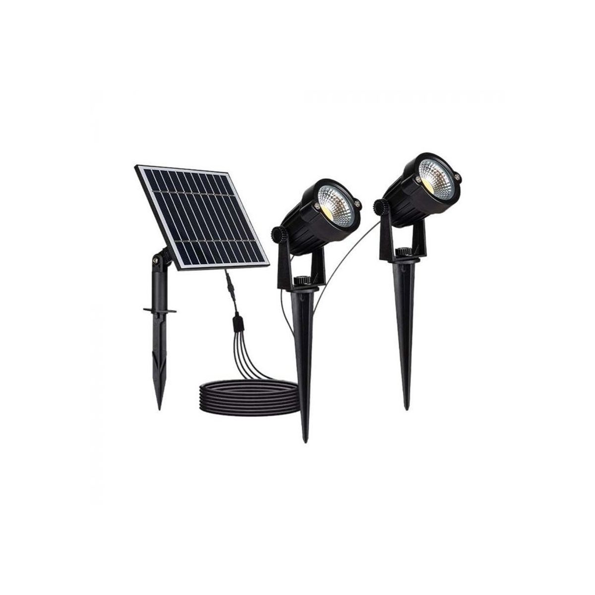 V-Tac 2x1.2W Solcelle havelamper LED - Sort, med spyd, IP65 - Kulør : Varm