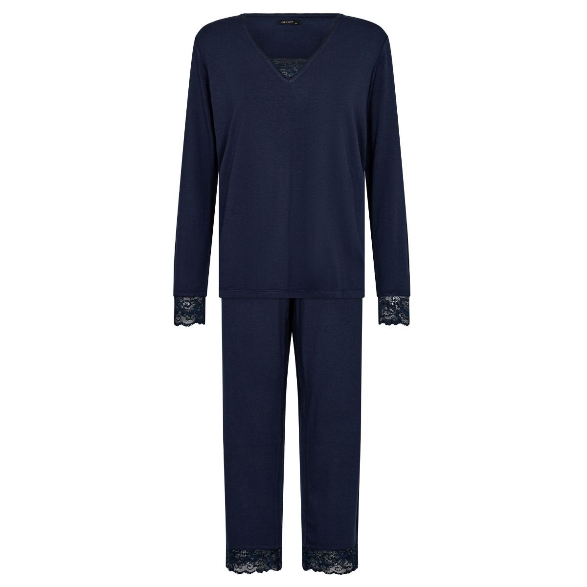 Bambus pyjamas sæt med blonde, Decoy, navy, str. large