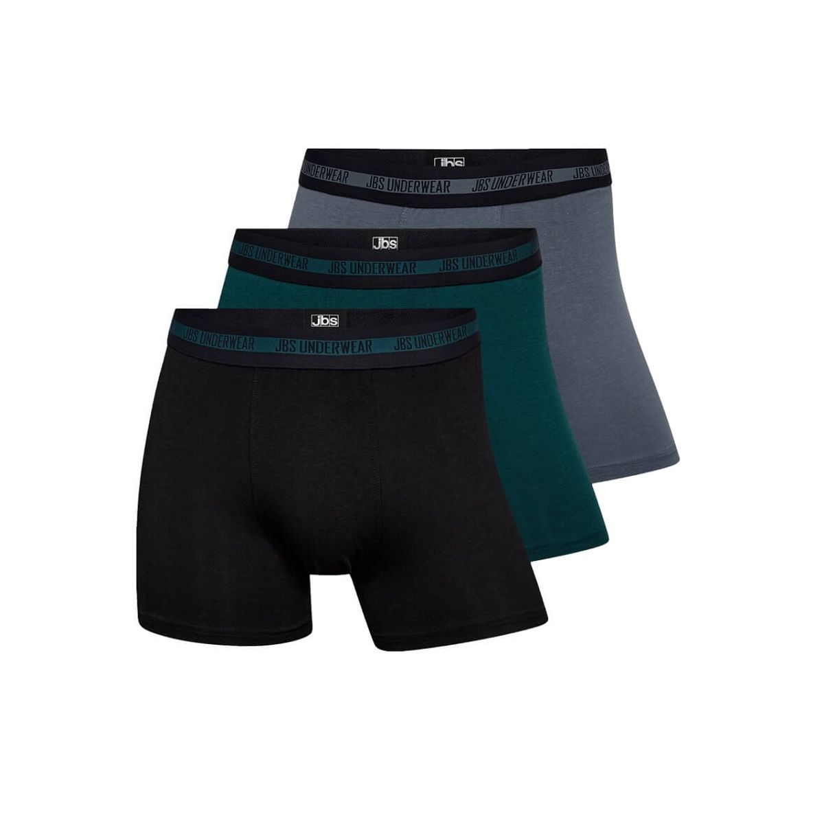 3-pak JBS bambus boxershorts, sort, grøn og grå, str. medium