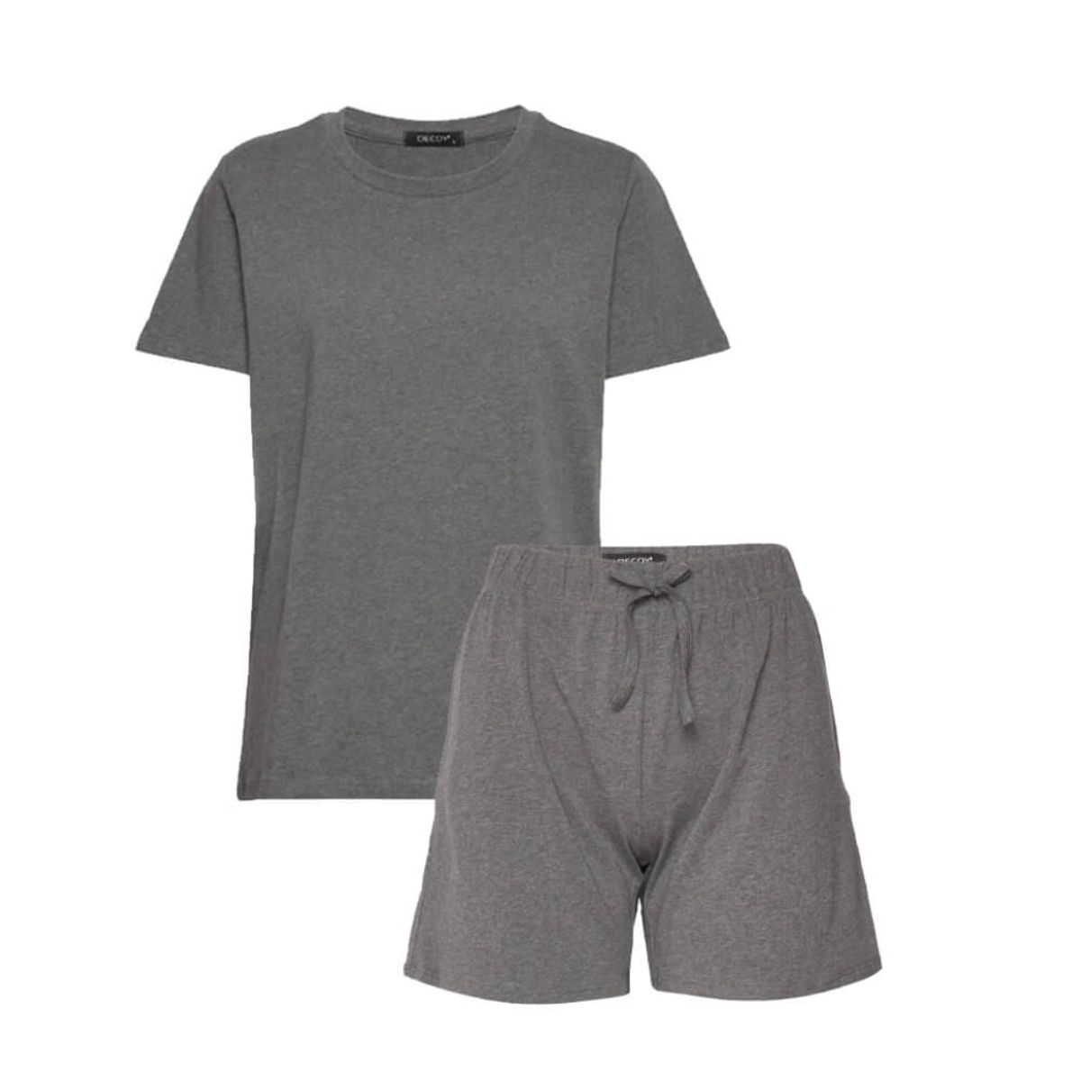 Decoy pyjamassæt med shorts og t-shirt, dame, mørkegrå