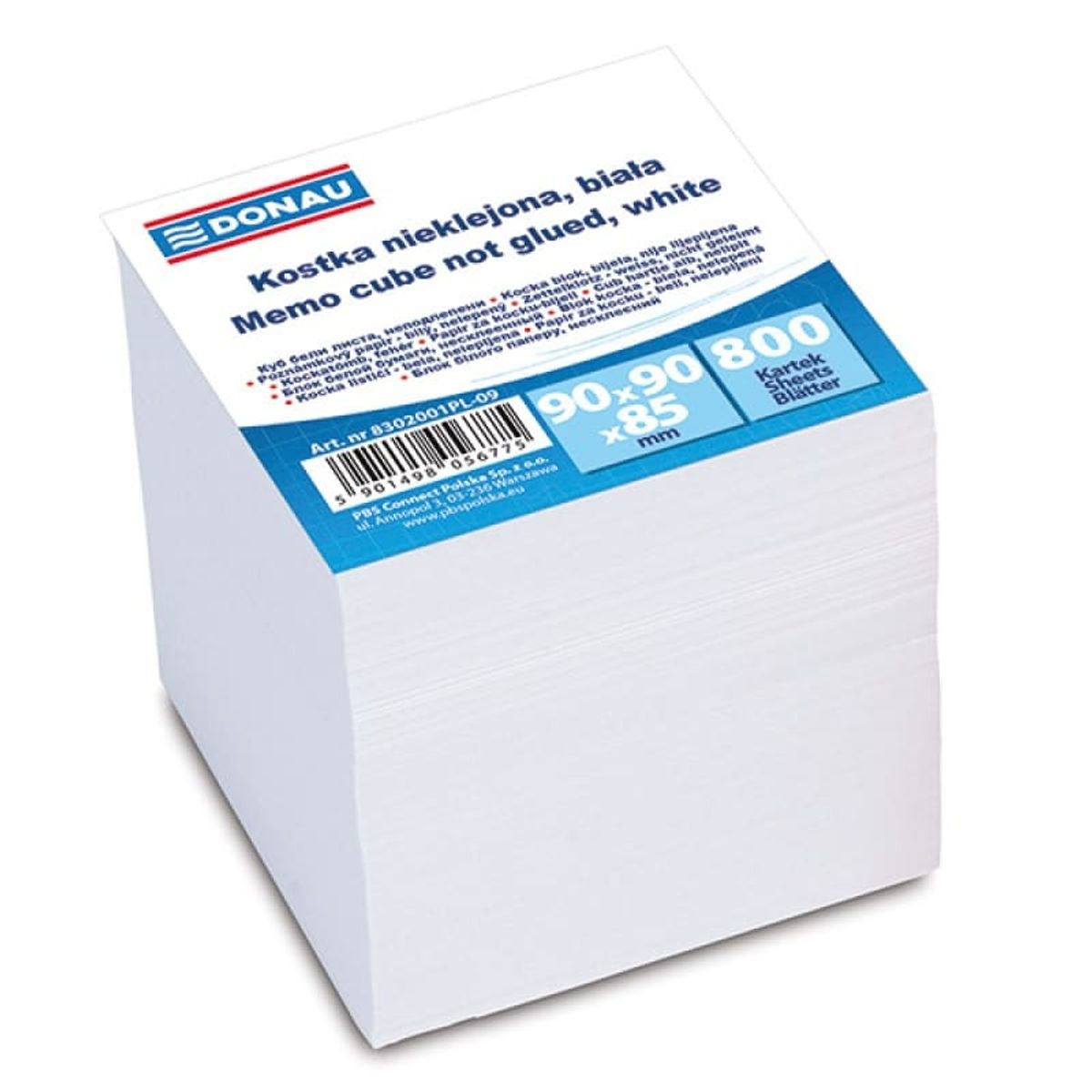 Note Cube Refill Cards DONAU, 90x90x90mm, ca 700 kort, hvid, 12 stk.