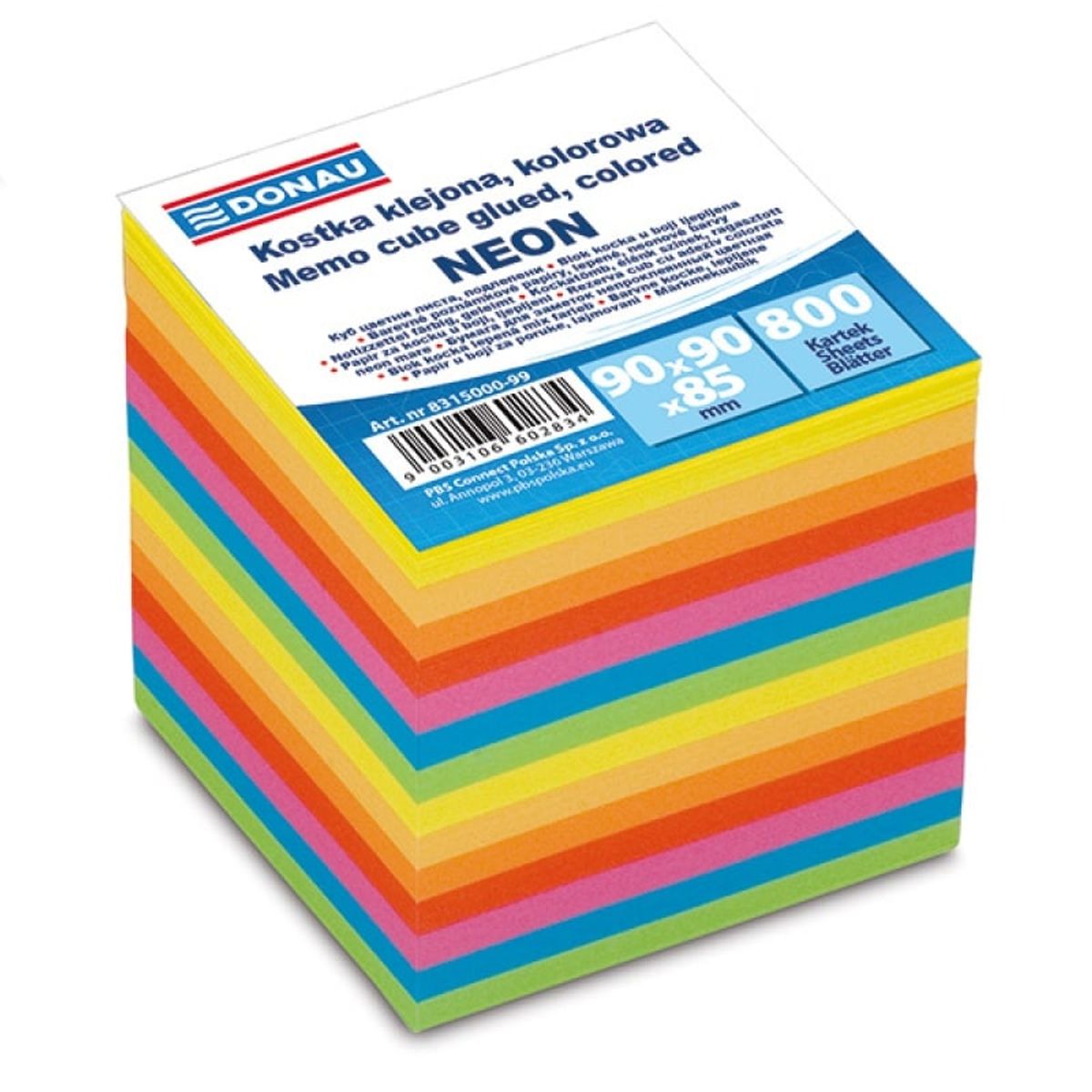 Note Cube Refill Pads DONAU 90x90x90mm, ca 700sheets, assorted colours 1 PCE -&gt; Note Cube påfyldningsblokke DONAU 90x90x90mm, ca. 700 ark, asso