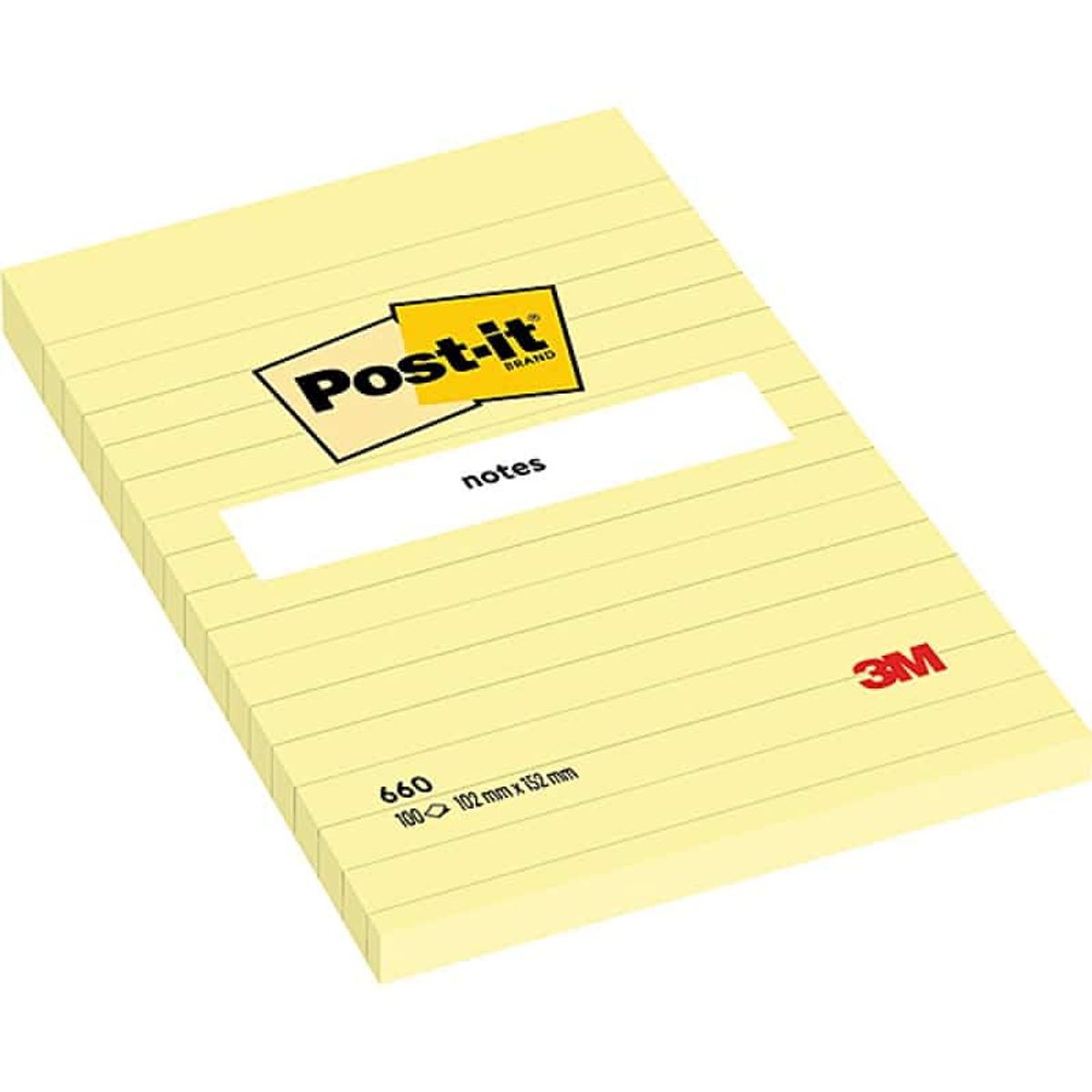 Post-it® Store Sedler Canary Yellow&trade;, Linjeret Blok, 101 mm x 152 mm, 6 stk.