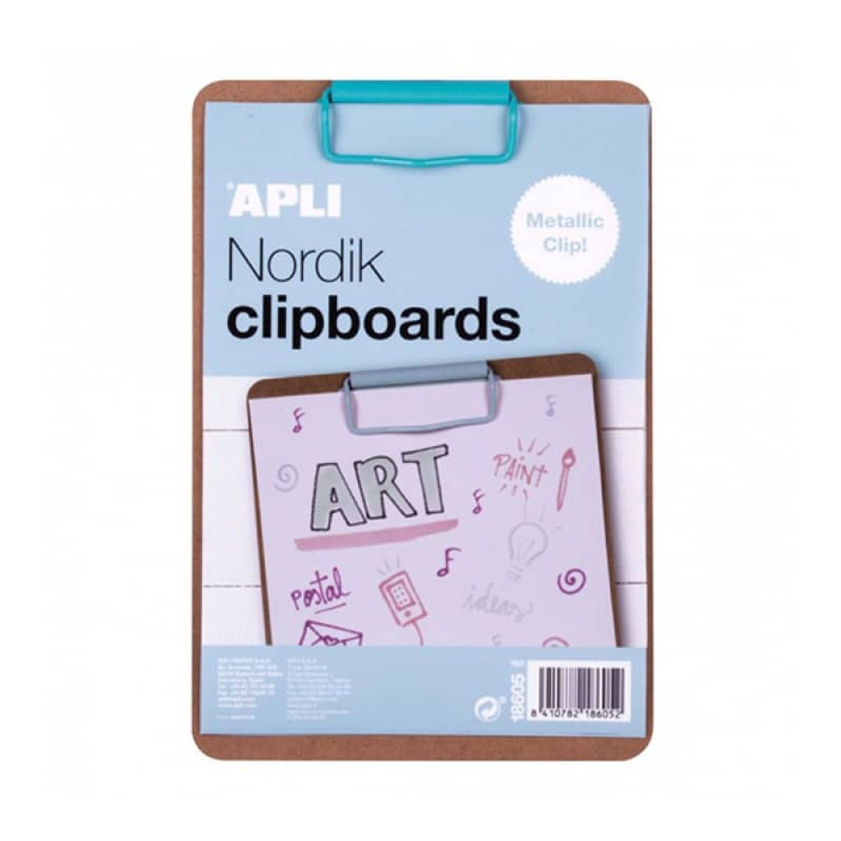 Clipboard A5 Pastel Blå Træ Metal Clip.